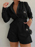 Casual Linen Solid Shirt & Drawstring Wide Leg Shorts Set