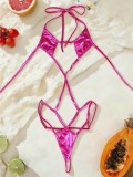Women's Metallic Gold Cutout Low Back One-Piece Bikini Swimsuit
