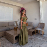Women's Off Shoulder Bikini & Skirt Swimsuit Set