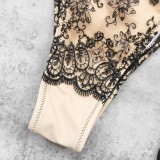 Women's Halter Neck Low Back Lace-Up Bikini & Lace Patchwork Pants Two-Piece Swimsuit
