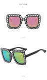Fashion Classic Rhinestone Oversized Sunglasses