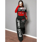 Letter Print Casual Long Sleeve Top & Wide Leg Pants Two-Piece Set