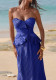 Women Holiday Strapless Pleated Top and Skirt Two Piece Set
