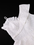 Plus Size Women White Jacquard Slash Shoulder Ruffle Formal Party Bodycon Dress
