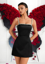 Women Beaded French Black Mini Evening Dress Women Beaded French Black Mini Evening Dress