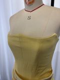 Women Sexy Strapless Boned Ruched Bodycon Dress