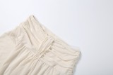 Women Summer Solid Chiffon Lace Trim Top and Bodycon Midi Skirt Two Piece Set