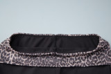 Women Leopard Print Tank Top and Color Block Bell Bottom Pants Two Piece Set