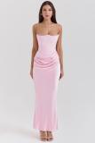Women Sexy Strapless Boned Ruched Bodycon Dress
