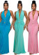 Women Halter Neck V Neck Ruched Mermaid Formal Party Dress