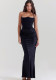 Women Sexy Strapless Boned Ruched Bodycon Dress