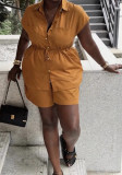 Plus Size Women Summer Short Sleeve Shirt and Shorts Two Piece Set