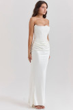 Women Sexy Strapless Boned Ruched Bodycon Dress
