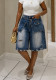 Women Fake Two Piece Summer Ripped Five-Pocket Denim Shorts