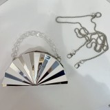 Women's Solid Color Glossy Mini Clutch Evening Bag with Pearl Chain