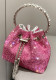 Women's Full Rhinestone Metal Ring Bucket Handbag