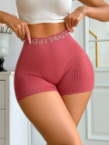 Women's Casual High-Waist Letter Knitting Square-Leg Sports Shorts