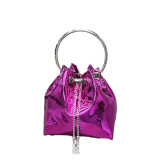 Women's Metallic Chain Handle Shoulder Crossbody Handbag
