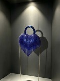 Women's Heart Print Rhinestone Fringe Formal Party Handle Crossbody Evening Bag