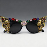 Rhinestone Chain Distressed Metal Oversized Party Sunglasses