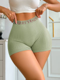 Women's Casual High-Waist Letter Knitting Square-Leg Sports Shorts