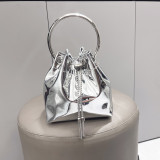 Women's Metallic Chain Handle Shoulder Crossbody Handbag