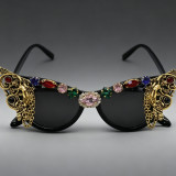 Rhinestone Chain Distressed Metal Oversized Party Sunglasses