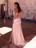 Women's Solid-Color Satin Mermaid Luxury Strap Dress for Evening Party