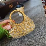 Women's Luxury Rhinestone Acrylic Mini Clutch Evening Bag with Sparkling Crystal Decoration