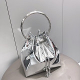 Women's Metallic Chain Handle Shoulder Crossbody Handbag