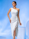 Women's Chic White Lace Elegant Evening Party Dress
