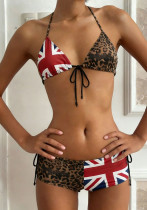 Women's Leopard Print Color Block Tie-Up Bra Vest & Low-Waist Shorts Two-Piece Set Women's Leopard Print Color Block Tie-Up Bra Vest & Low-Waist Shorts Two-Piece Set