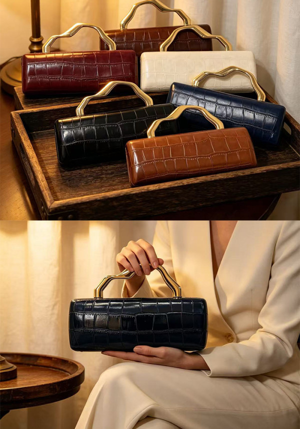 Luxury PU Crocodile Pattern Evening Bag Irregular Handle Shoulder Crossbody Bag