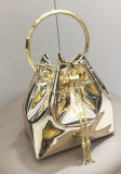Women's Metallic Chain Handle Shoulder Crossbody Handbag