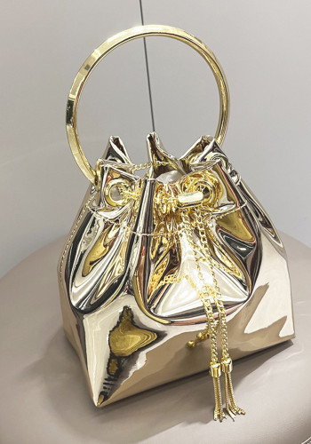 Women's Metallic Chain Handle Shoulder Crossbody Handbag