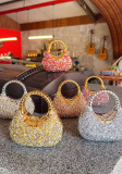 Women's Luxury Rhinestone Acrylic Mini Clutch Evening Bag with Sparkling Crystal Decoration