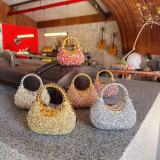 Women's Luxury Rhinestone Acrylic Mini Clutch Evening Bag with Sparkling Crystal Decoration