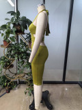Solid Color Tight-Fitting Casual Halter Neck Low Back Jumpsuit