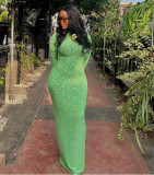 Fall Women's Chic Slim Waist Bodycon Long Dress