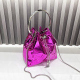 Women's Metallic Chain Handle Shoulder Crossbody Handbag