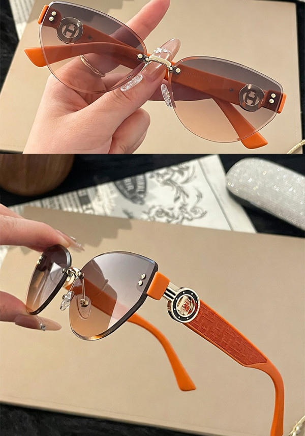 Fashion Rimless Crystal-Cut Photochromic UV Protection Sunglasses