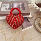Women's Rhinestone Heart-Shaped Formal Party Evening Bag Top Handle Clutch Bag