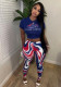 Women Letter Print Crop Top & Tie Dye Pants Two Piece Set