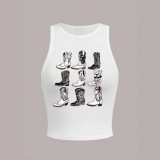 Women Sexy Printed Sleeveless Crop Tank Top