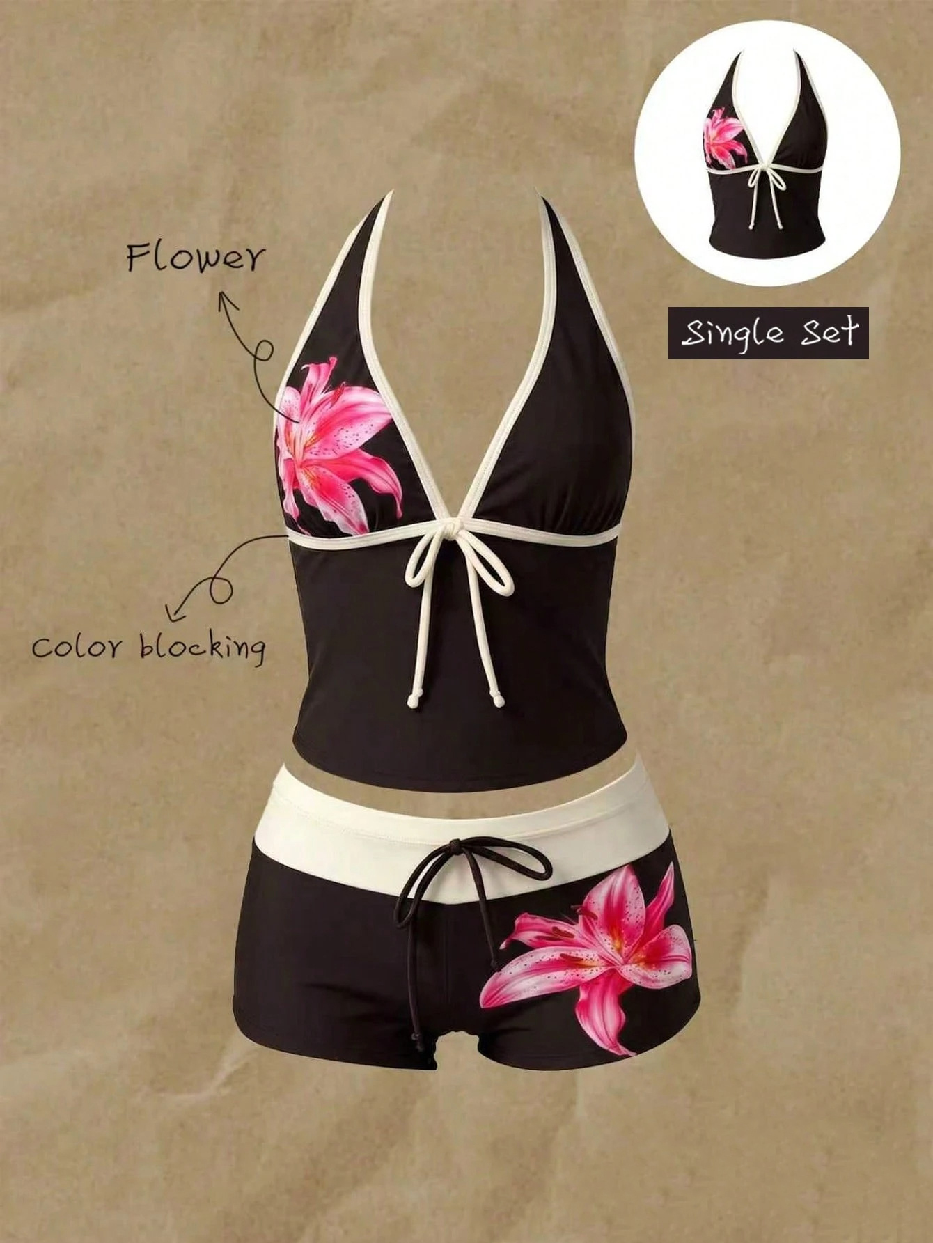 Polka Dot Lace-Up Bikini Swimsuit for Beachwear