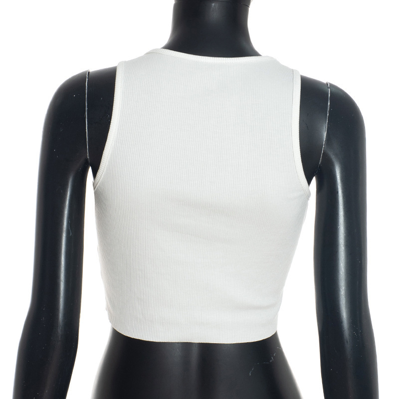 Letter Print Sleeveless Crop Tank Top for Autumn