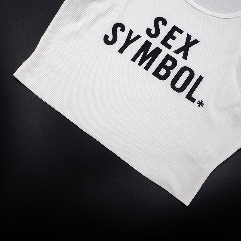 Letter Print Sleeveless Crop Tank Top for Autumn