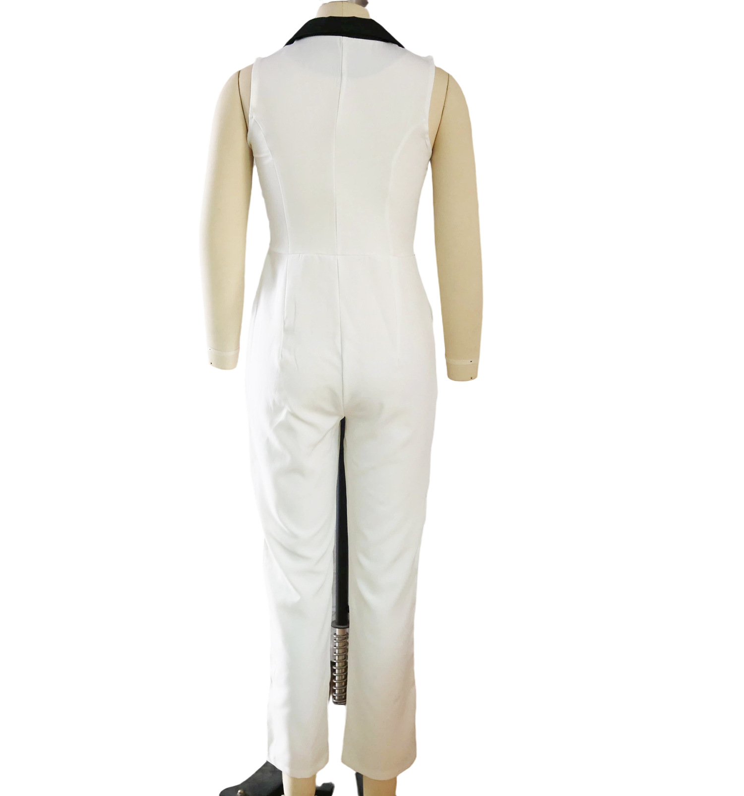 Turndown Collar Patchwork Jumpsuit for Casual Wear