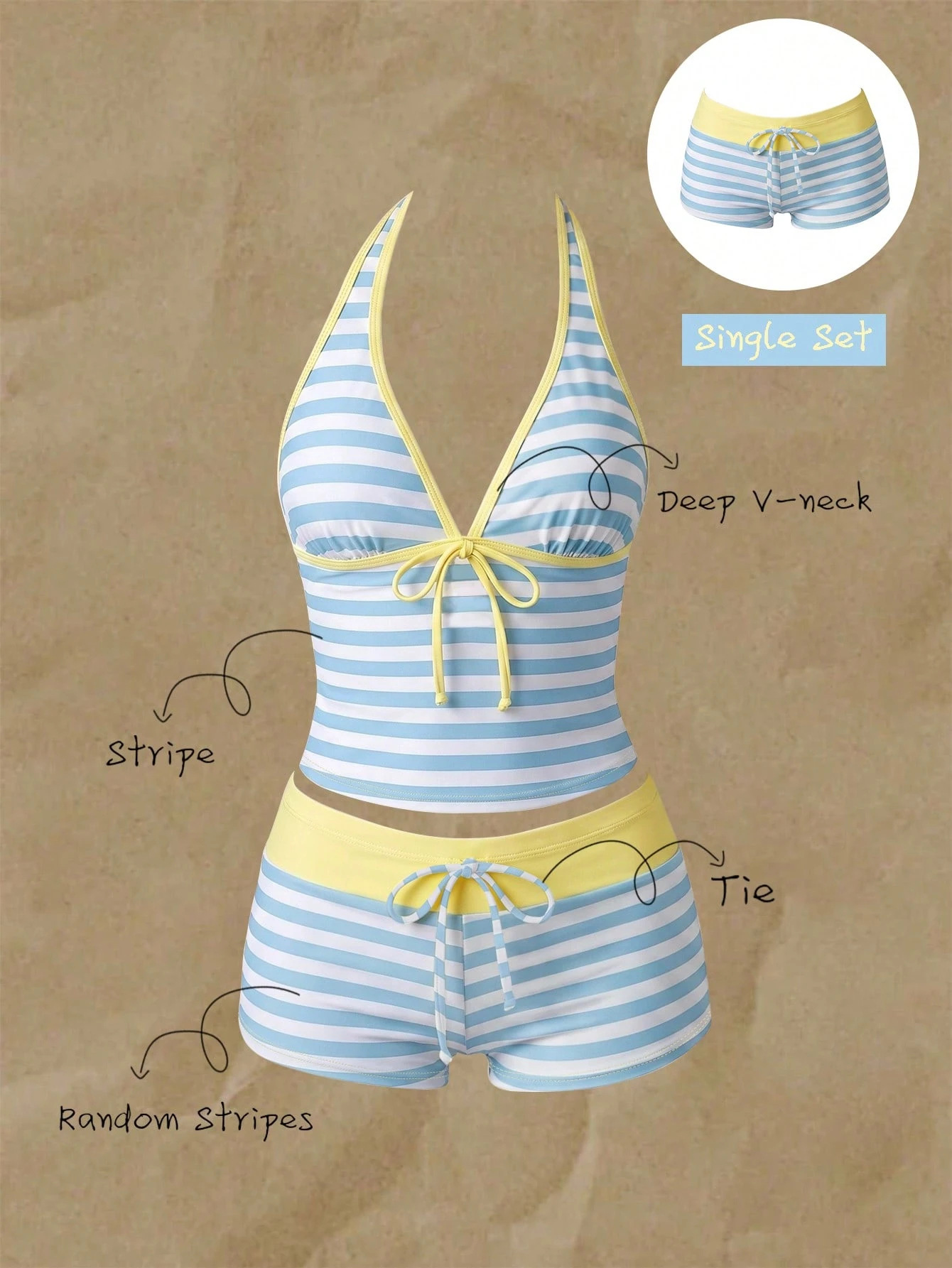 Polka Dot Lace-Up Bikini Swimsuit for Beachwear