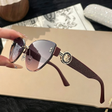 Fashion Rimless Crystal-Cut Photochromic UV Protection Sunglasses